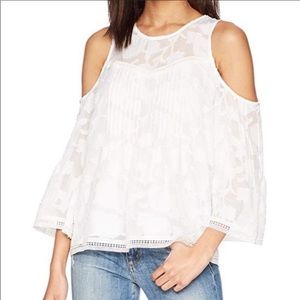 Lucky Brand White Lace Cold Shoulder Top small